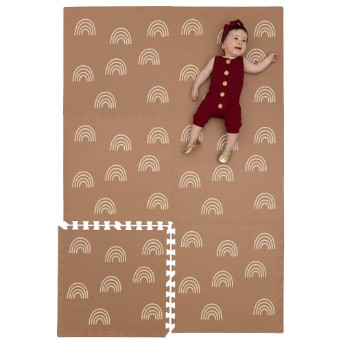 CHILDLIKE BEHAVIOR Spielmatte Baby - Krabbelmatte - Baby Spielmatte - Puzzlematte Baby - Extra Große Spielmatte 182x122cm | Baby Matte | Baby, Kleinkinder & Kinder | 6 Stücke (61x61x1cm) Regenbogen