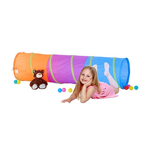 Relaxdays 10022470 Spieltunnel für Kinder, farbenfroher Krabbeltunnel f. Jungen und Mädchen, robuster Pop Up Kriechtunnel, bunt