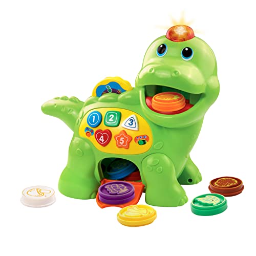 VTech Baby Fütter mich Dino – Sprechender Dinosaurier zum Füttern und Lernen, mit Liedern, Tasten und Quiz-Spiel – Für Kinder von 12-36 Monaten