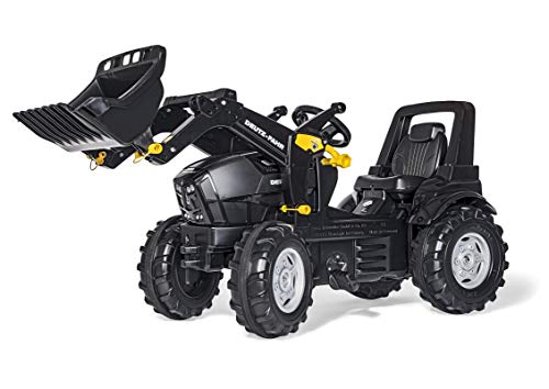 Rolly Toys Deutz Agrotron 7250 TTV WARRIOR Trettraktor + Frontlader (rollyFarmtrac Traktor; Kinder ab 3 - 8 Jahre; Schwarz) 710348, 146 cm × 52.5 cm × 77 cm