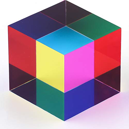 ZhuoChiMall CMY Mixing Color Cube, 40 mm (1,57 Zoll) Acrylwürfelprisma, CMYcube für Heim- oder Bürodekoration, STEM / STEAM-Spielzeug, Science Learning Cube