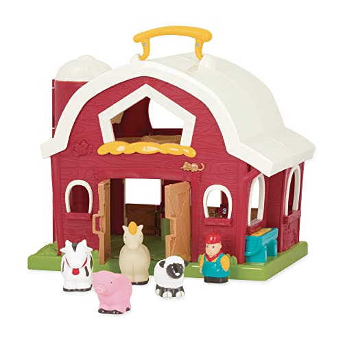 Battat Bauernhof Spielzeug – Große Scheune mit Bauernhoftiere Schwein, Pferd, Kuh, Schaf und Bauer – Set für Kinder ab 18 Monate (6 Teile)