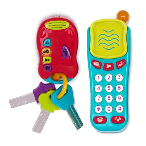 Battat – Sensorik Spielzeug – Baby Spielzeug Schlüssel und Handy – Spielzeugtelefon und Schlüsselbund Autoschlüssel – mit Lichtern und Geräuschen – für Kinder ab 18 Monaten – Handy...