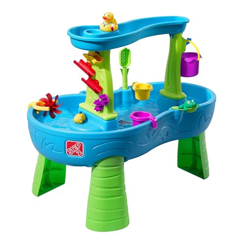 Step2 Rain Showers Wasserspieltisch | Großer Wassertisch mit 13-teiligem Zubehörset | Garten Wasser Spieltisch für Kinder in Blau und Grün