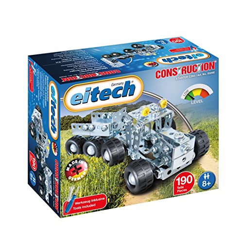 Eitech C260 Metallbaukasten - Traktor mit Anhänger, Konstruktionsspielzeug für Kinder ab 8 Jahre