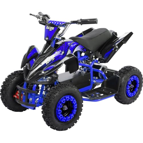 Actionbikes Motors Kinder Elektro Miniquad ATV Racer 1000 Watt 36 Volt - Scheibenbremsen - Safety Touch System Fußschalter (1000 Watt Schwarz/Blau)