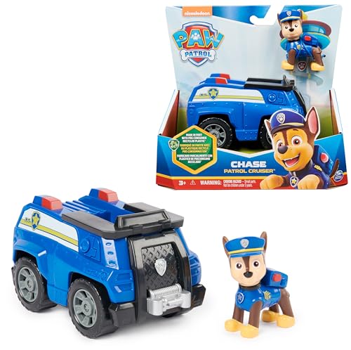PAW PATROL, Polizei-Fahrzeug mit Chase-Figur (Sustainable Basic Vehicle/Basis Fahrzeug), Spielzeug für Kinder ab 3 Jahren