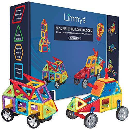 Limmys Magnetische Bausteine, Magnet Spielzeug Kinder für Jungen und Mädchen ab 3 4 5 6 7 8 Jahren, magnetbausteine pädagogisches Spielen, entdecken und Bauen, Magnetic Tiles Spielzeug