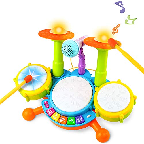 Symiu Baby Spielzeug Kinder Trommel Spielzeug Musikinstrumente für Kleinkinder Mit Kinderreimen Elektronisches Schlagzeug Geschenkidee für Kinder Jungen Mädchen ab 1 2 Jahren