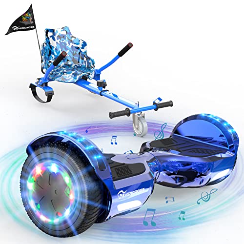 EVERCROSS Hoverboards mit Sitz 6,5' Self Balance Scooter mit Bluetooth LED Hover Board mit Hoverkart Go Kart für Kinder Jügen Erwachsen