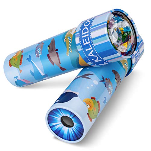 iKeelo Klassisches Kaleidoskope aus Zinn, 2er Pack Kaleidoskop Kinder Lernspielzeug mit Metallgehäuse, Geburtstagsgeschenk für Jungen und Mädchen (Unterwasserwelt -2 Stück)