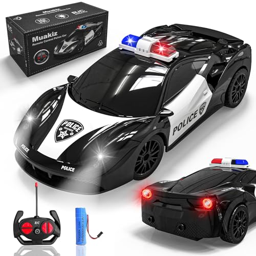 Muakiz Ferngesteuertes Auto ab 3 4 5 6 7 8+ Jahre RC Cars Spielzeug Polizeiauto mit Fernbedienung für Junge Mädchen Geschenk Kinderspielzeug mit Aufladbarer Batterie & Polizei Licht