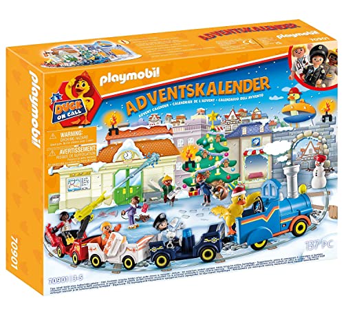 PLAYMOBIL Adventskalender 70901 Duck ON Call - Adventskalender für Kinder, Inkl. Spielzeug-Lok mit Waggons, Spielzeug für Kinder ab 3 Jahren